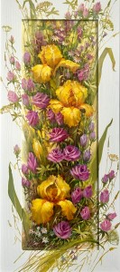 Композиция с ирисами и розочками. х.м. 25х65 2026г.