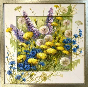 Ноктюрн с одуванчиками. х.м. 32х32 2025г.